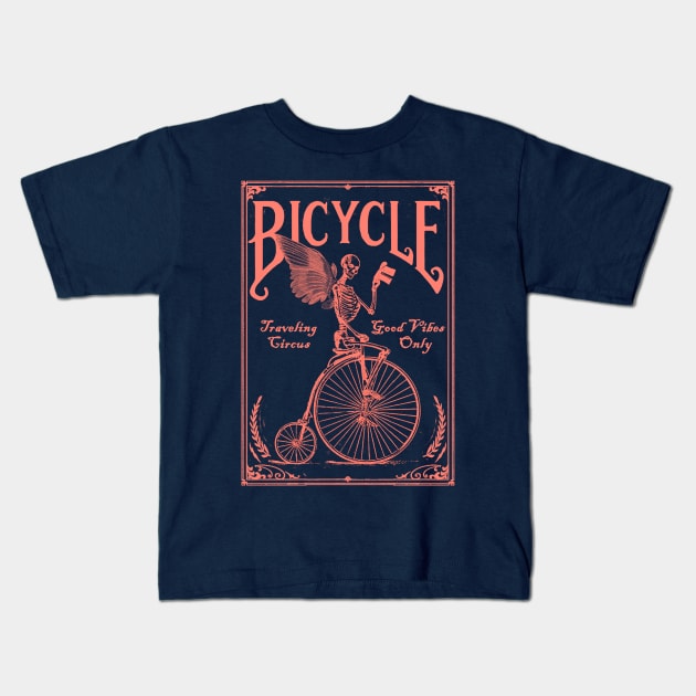 Cool Tees Vintage Bicycle Skull Kids T-Shirt by COOLTEESCLUB